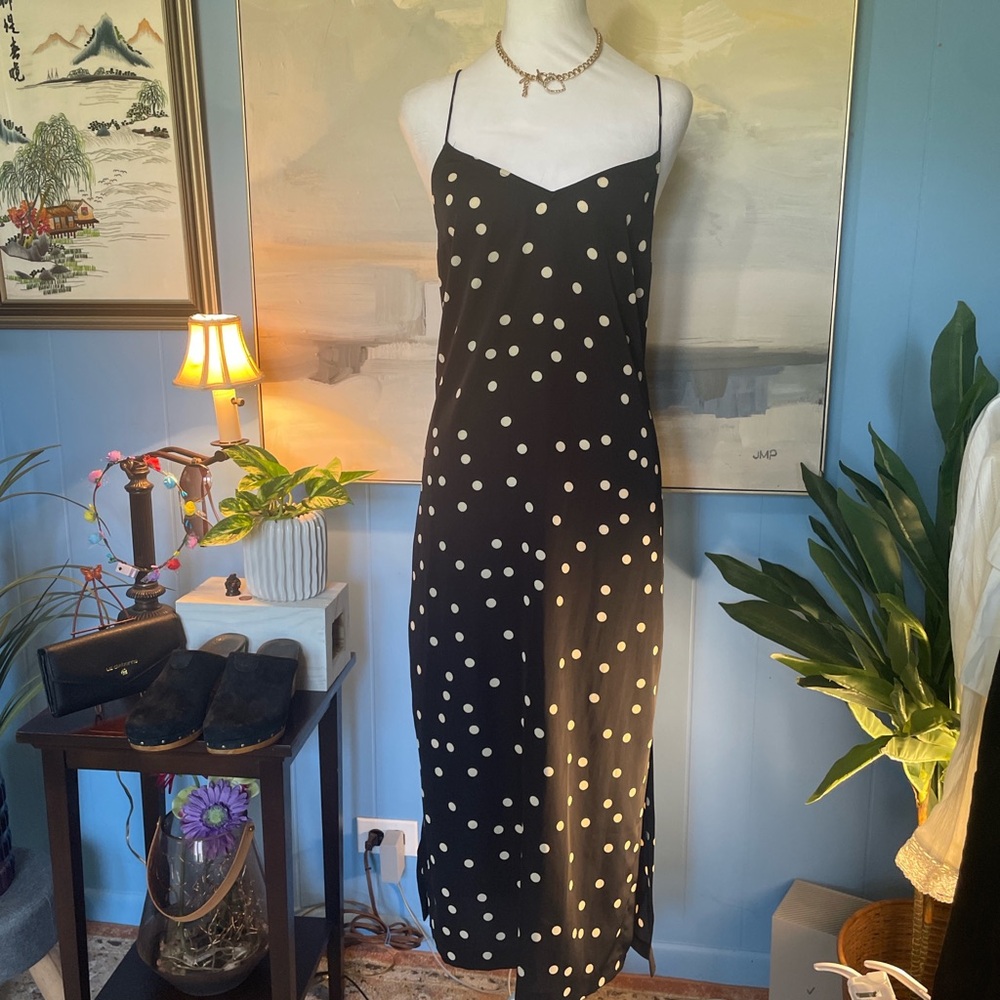 Tracy Reese Black and White Polka Dot Maxi Dress